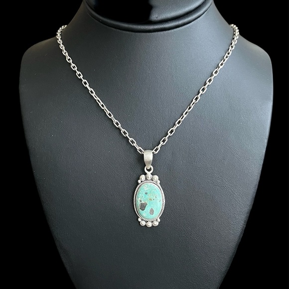 NEW Artisan made sterling silver Royston turquoise pendant - Picture 2 of 9